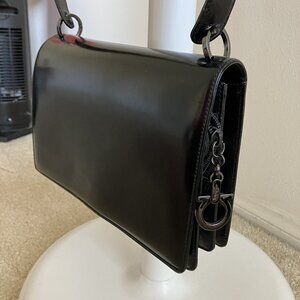 Ferragamo Black Leather Shoulder Bag Purse